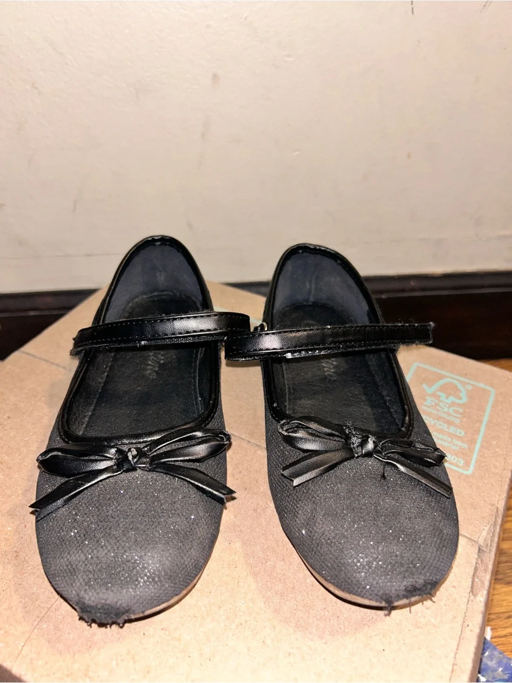 Kids Black Mary Jane Flats with Bow